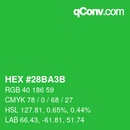 カラーコード: HEX #28BA3B | qconv.com