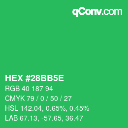 Color code: HEX #28BB5E | qconv.com