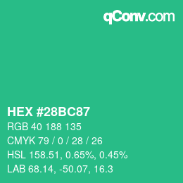 Color code: HEX #28BC87 | qconv.com