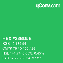 Color code: HEX #28BD5E | qconv.com