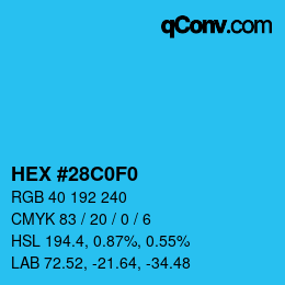 Color code: HEX #28C0F0 | qconv.com