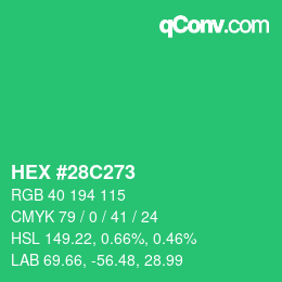 Color code: HEX #28C273 | qconv.com