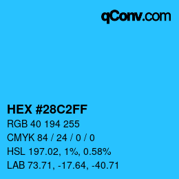 Color code: HEX #28C2FF | qconv.com