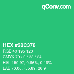 Color code: HEX #28C378 | qconv.com
