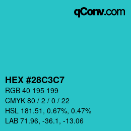 Color code: HEX #28C3C7 | qconv.com