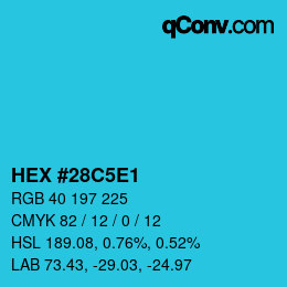 Color code: HEX #28C5E1 | qconv.com