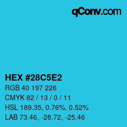 カラーコード: HEX #28C5E2 | qconv.com