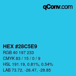 カラーコード: HEX #28C5E9 | qconv.com