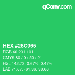 Color code: HEX #28C965 | qconv.com