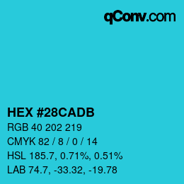 Color code: HEX #28CADB | qconv.com