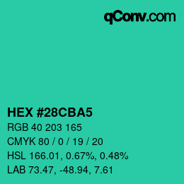 Color code: HEX #28CBA5 | qconv.com