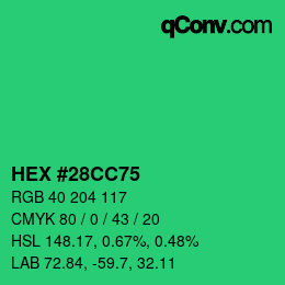 Color code: HEX #28CC75 | qconv.com