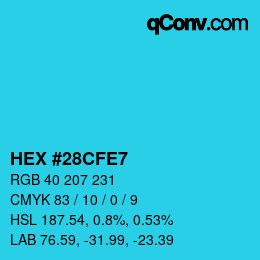 Color code: HEX #28CFE7 | qconv.com