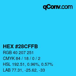 Color code: HEX #28CFFB | qconv.com