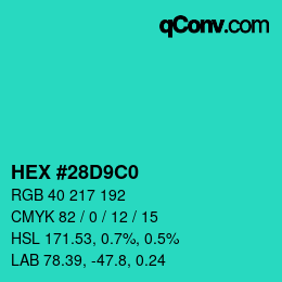 Color code: HEX #28D9C0 | qconv.com