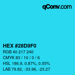 Color code: HEX #28D9F0 | qconv.com