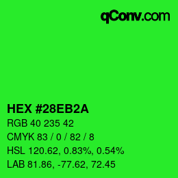 Farbcode: HEX #28EB2A | qconv.com