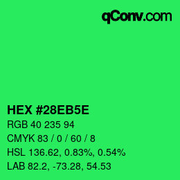 Código de color: HEX #28EB5E | qconv.com