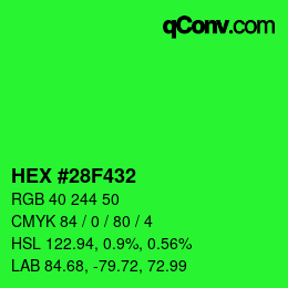 Color code: HEX #28F432 | qconv.com