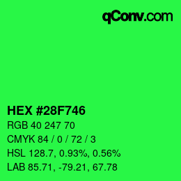 Color code: HEX #28F746 | qconv.com