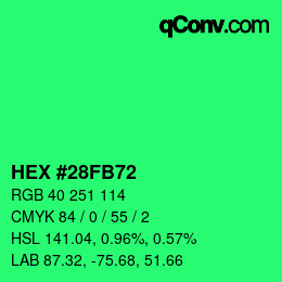 Color code: HEX #28FB72 | qconv.com