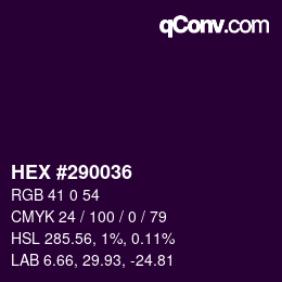 Color code: HEX #290036 | qconv.com