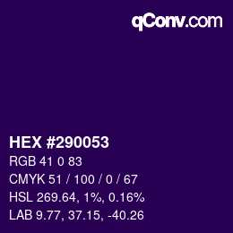 Code couleur: HEX #290053 | qconv.com
