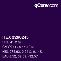 Color code: HEX #290245 | qconv.com