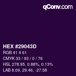 Color code: HEX #29043D | qconv.com