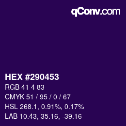 Color code: HEX #290453 | qconv.com