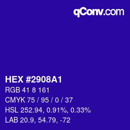 颜色代码: HEX #2908A1 | qconv.com