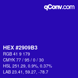 カラーコード: HEX #2909B3 | qconv.com