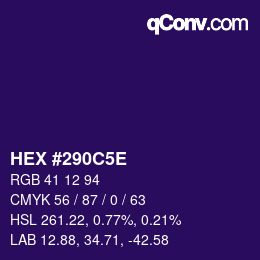 Color code: HEX #290C5E | qconv.com