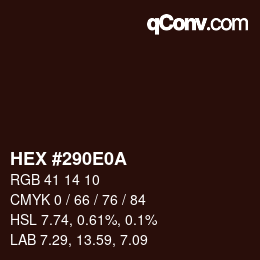 Color code: HEX #290E0A | qconv.com