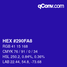 颜色代码: HEX #290FA8 | qconv.com