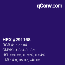 カラーコード: HEX #291168 | qconv.com