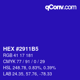 カラーコード: HEX #2911B5 | qconv.com