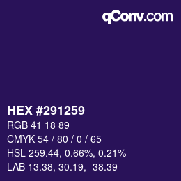 Color code: HEX #291259 | qconv.com