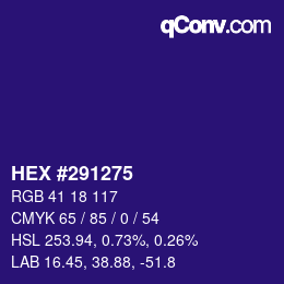 カラーコード: HEX #291275 | qconv.com