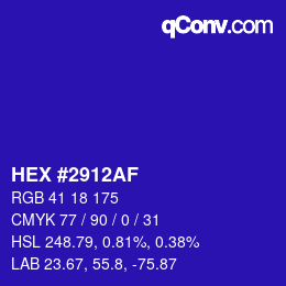 颜色代码: HEX #2912AF | qconv.com