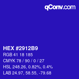カラーコード: HEX #2912B9 | qconv.com