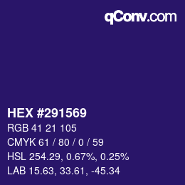 カラーコード: HEX #291569 | qconv.com