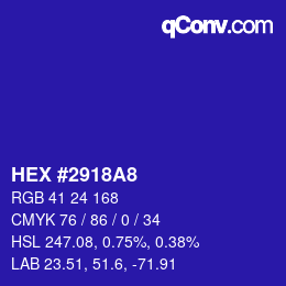カラーコード: HEX #2918A8 | qconv.com