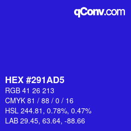Color code: HEX #291AD5 | qconv.com