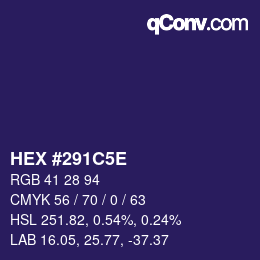 カラーコード: HEX #291C5E | qconv.com