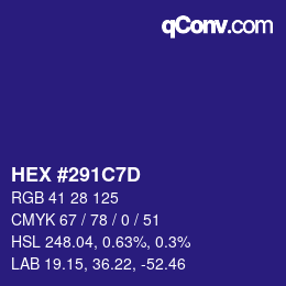 Color code: HEX #291C7D | qconv.com