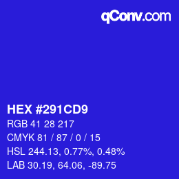Color code: HEX #291CD9 | qconv.com