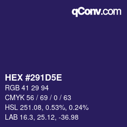 Color code: HEX #291D5E | qconv.com