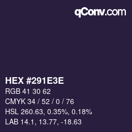 Color code: HEX #291E3E | qconv.com
