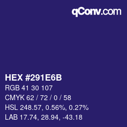 カラーコード: HEX #291E6B | qconv.com